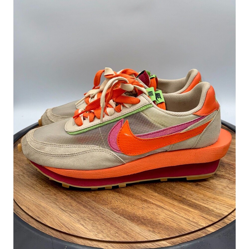 NIKE LDWaffle Net Sacai Mens 8 Orange Blaze Clot Running Shoe Trainer DH1347-100 - Picture 4 of 11